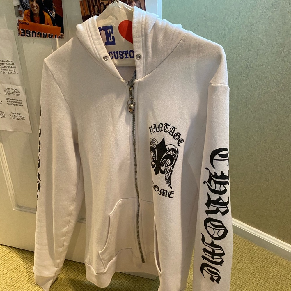 White Crome Hearts Zipup Sweatshirt
